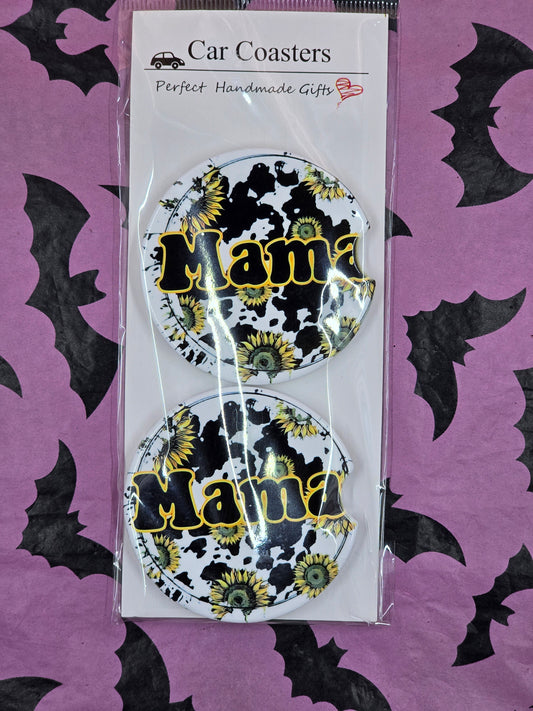 Mama cow print Ceramic car coaster