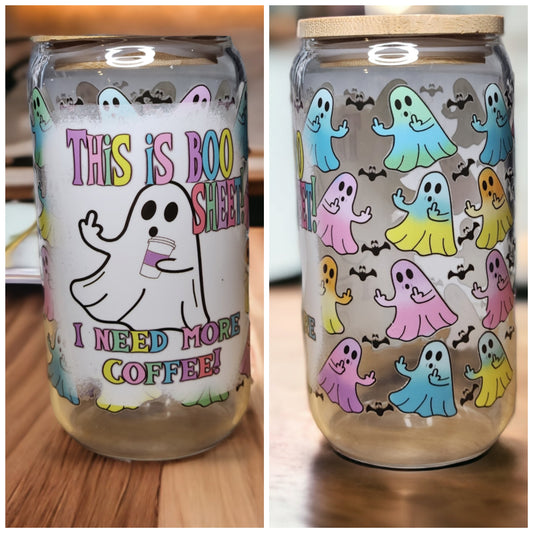 "Boo sheet" 16oz Beer Can Glass